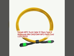 Cable de tronco MPO femenino de 12 fibras tipo A multimodo MM OM3/OM4 MPO cordón de parche LSZH 50/125