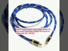 Toslink Didital Cable óptico Chapado en oro 4K Puerto tejido Azul Cuerda Coaxial HiFi sonido para Audiophile HiFi 1.2M 2M