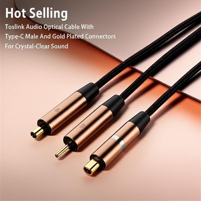 Cable óptico de audio Toslink de gran venta con conector macho Tipo-C y conectores chapados en oro para un sonido nítido