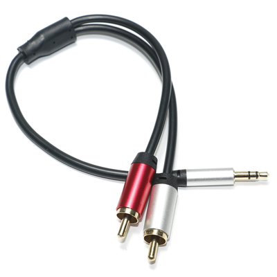 comprar Cable de Audio Digital 3,5 MM 2/1 negro PVC blanco rojo plateado aleación de aluminio conector dorado para Audio de coche online manufacture