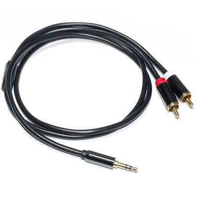 comprar Cable de audio RCA 3.5MM 2-1 Carcasa de metal negro para audio de automóvil 0.53M 1M 2M online manufacture