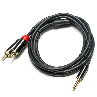 comprar Cable de Audio Digital RCA, carcasa de Metal chapada, cubierta de PVC negro, 3,5mm de longitud, 1,25 M, conector dorado para audio de coche online manufacture