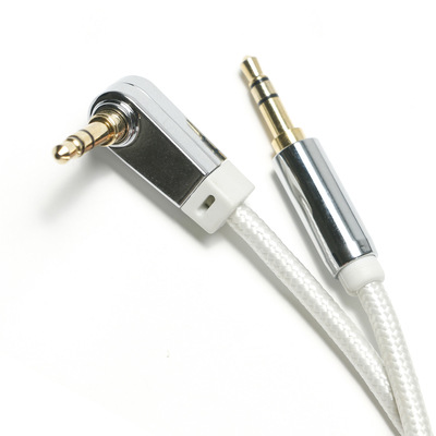 comprar Cable SPDIF de audio digital AUX blanco 90 ° 3,5 mm Cuerda tejida Aleación de aluminio chapada para altavoz de sonido Audio para automóvil 0,92 M online manufacture