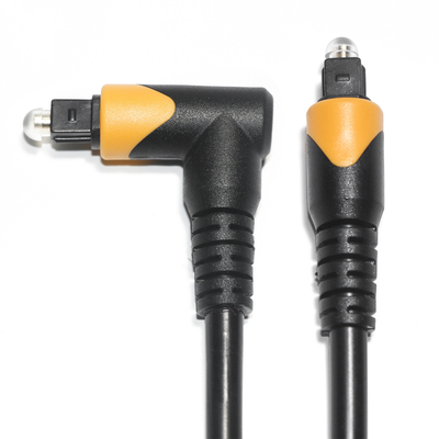 comprar Fabrica de salida Toslink cable de fibra óptica de audio macho negro amarillo PVC 90 ° Cuadrado toslink cable óptico de plástico online manufacture