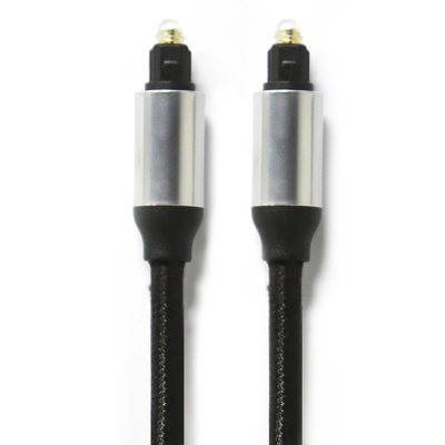 comprar Cable de fibra óptica Digital Toslink OD4.0 Cable trenzado carcasa de Metal chapada en plástico conector redondo para barra de sonido reproductor de CD online manufacture