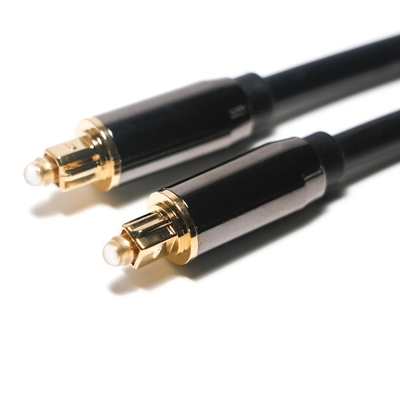 Cable óptico de plástico Toslink profesional con trenza de nylon negro Cable de audio digital de fibra óptica con chapa de oro