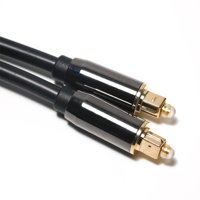 Cable óptico de plástico Toslink profesional con trenza de nylon negro Cable de audio digital de fibra óptica con chapa de oro