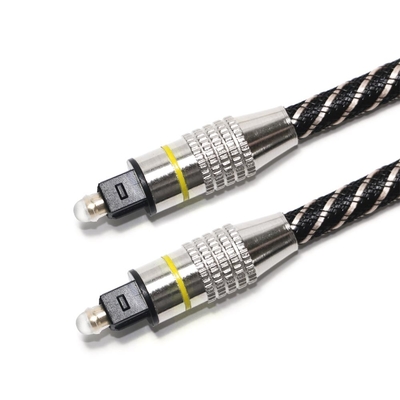 Cable de audio óptico TOSLINK amarillo Nylon trenzado OD4.0 Conector plateado metal