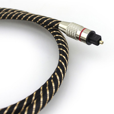 Cable Digital óptico Toslink, carcasa metálica trenzada de nailon, conector de anillo rojo HiFi SPDIF 1M - 10M para barra de sonido