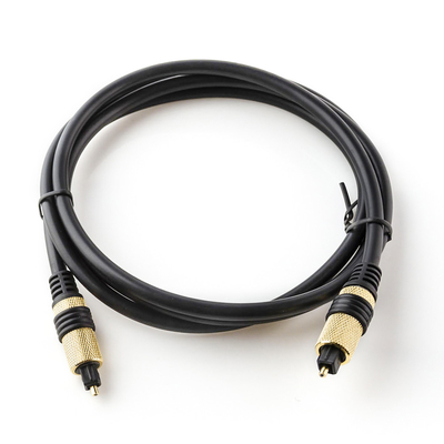 Cable de fibra óptica de Audio Digital Toslink, carcasa dorada chapada en PVC, enchufe de Metal amarillo para cine en casa, CD y TV