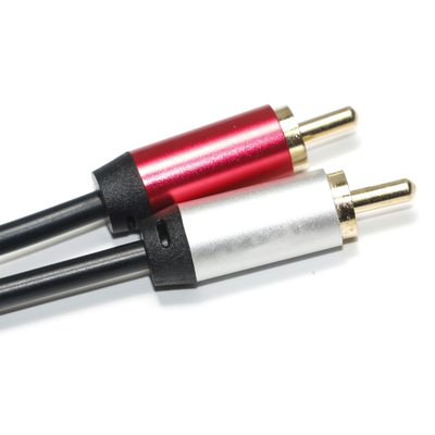 Cable de Audio Digital 3,5 MM 2/1 negro PVC blanco rojo plateado aleación de aluminio conector dorado para Audio de coche