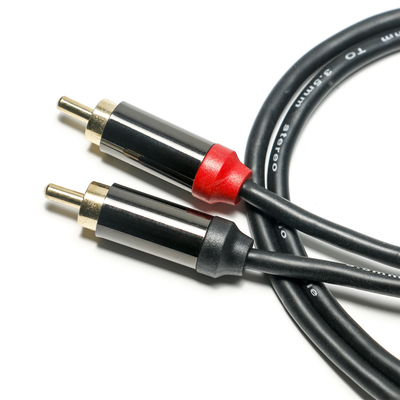 Cable de Audio Digital RCA, carcasa de Metal chapada, cubierta de PVC negro, 3,5mm de longitud, 1,25 M, conector dorado para audio de coche