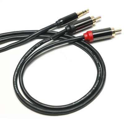 Cable de Audio Digital RCA, carcasa de Metal chapada, cubierta de PVC negro, 3,5mm de longitud, 1,25 M, conector dorado para audio de coche