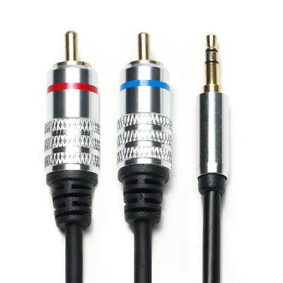 Factory oulet RCA 3.5MM Cable de audio Red Blue Rim PCV Cubierta de aleación plateada para CD TV Barra de sonido