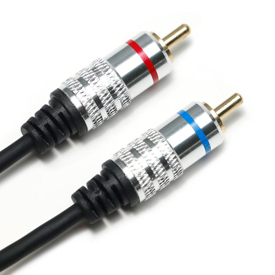 Factory oulet RCA 3.5MM Cable de audio Red Blue Rim PCV Cubierta de aleación plateada para CD TV Barra de sonido