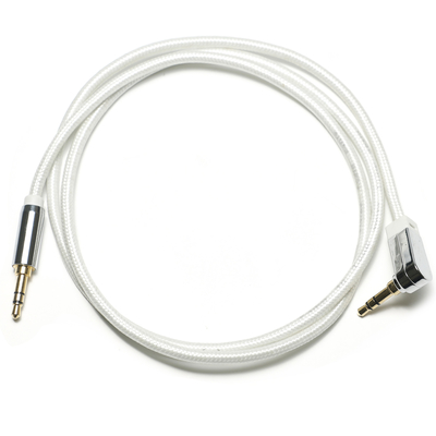 Cable SPDIF de audio digital AUX blanco 90 ° 3,5 mm Cuerda tejida Aleación de aluminio chapada para altavoz de sonido Audio para automóvil 0,92 M