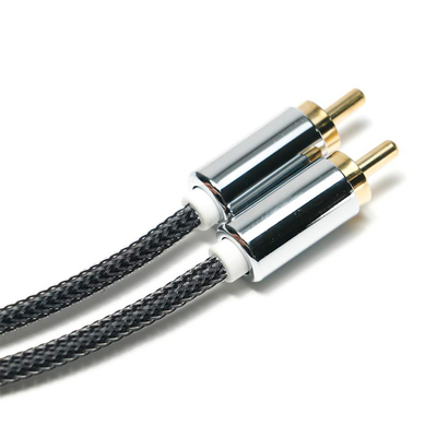 Carcasa de aleación de aluminio tejida de nailon negro espléndido RCA OD6.0 para barra de sonido HiFi audio de lujo para coche 1,5 M