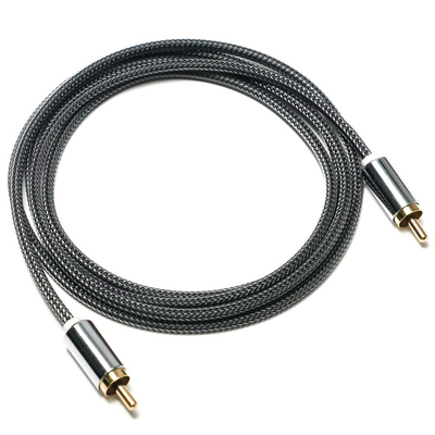 Carcasa de aleación de aluminio tejida de nailon negro espléndido RCA OD6.0 para barra de sonido HiFi audio de lujo para coche 1,5 M