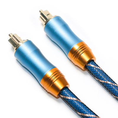 Cable Digital Toslink Premium OD6.0 cuerda tejida plateada carcasa esmerilada interfaz cuadrada azul 1,5 M sonido HiFi para Subwoofer