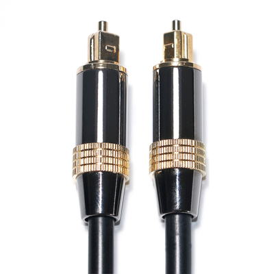 Cable digital Toslink OB6.0 Cuerda de PVC chapada en negro Borde de metal Interfaz dorada 1.2M 2M