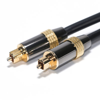 Cable digital Toslink OB6.0 Cuerda de PVC chapada en negro Borde de metal Interfaz dorada 1.2M 2M