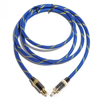 Toslink Didital Cable óptico Chapado en oro 4K Puerto tejido Azul Cuerda Coaxial HiFi sonido para Audiophile HiFi 1.2M 2M