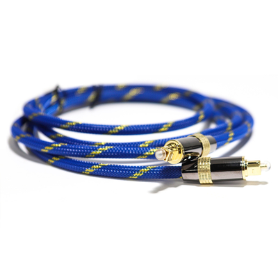 Toslink Didital Cable óptico Chapado en oro 4K Puerto tejido Azul Cuerda Coaxial HiFi sonido para Audiophile HiFi 1.2M 2M