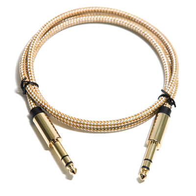Guita String RCA Cable de audio 6.35MM Cuerda tejida Interfaz de metal fino 0.8M