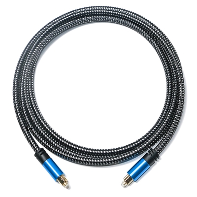 Cable de audio Toslink Cable de fibra óptica digital azul Cable Toslink Aleación de aluminio Carcasa de metal Trenza de nylon