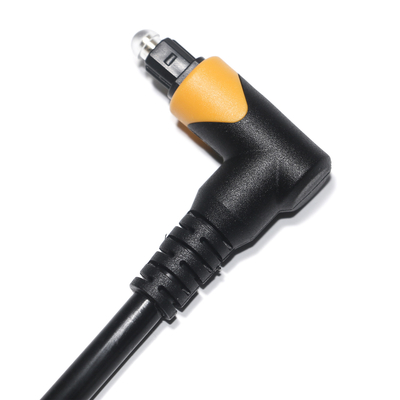Fabrica de salida Toslink cable de fibra óptica de audio macho negro amarillo PVC 90 ° Cuadrado toslink cable óptico de plástico