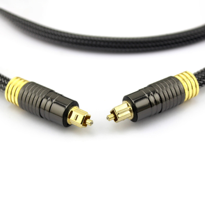 Factory Outlet Premium Digital Optical Audio Toslink 24K Plateado Golden Knitted Rope 1.2M