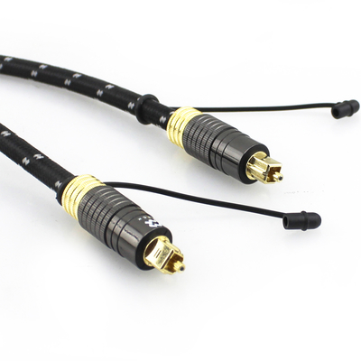 1.2M Cable de audio Toslink dorado para altavoz de subwoofer audiófilo con cáscara texturizada y conector de hombre a hombre