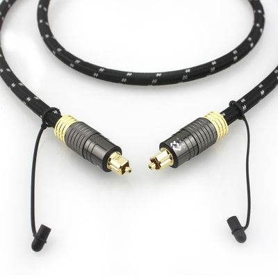 1.2M Cable de audio Toslink dorado para altavoz de subwoofer audiófilo con cáscara texturizada y conector de hombre a hombre