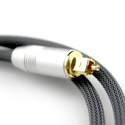 [Salida de fábrica] Cuerda tejida con puerto de plata dorada chapada en Toslink para altavoz Subwoofer HiFi audiófilo 1,2 M 2M