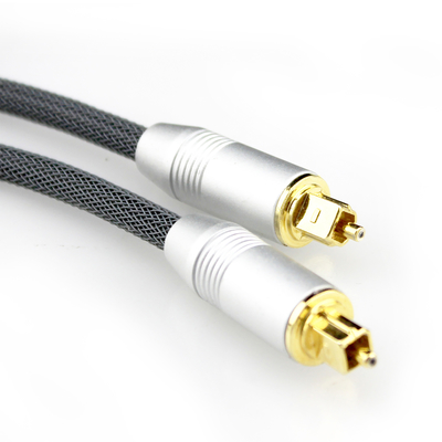 [Salida de fábrica] Cuerda tejida con puerto de plata dorada chapada en Toslink para altavoz Subwoofer HiFi audiófilo 1,2 M 2M
