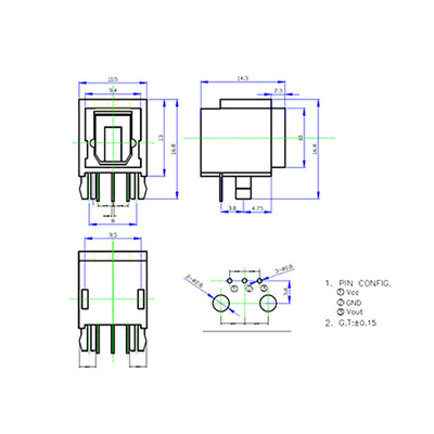 Toslink Optical Jack Recepción/transmisión óptica para placa de caja de sonido de TV