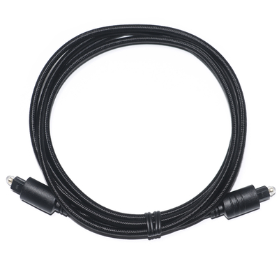 Cable de audio digital TOSLINK Cuerda tejida negra Puerto redondo dorado plateado para reproductor de DVD 1M 2M 3M