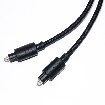 Cable de audio digital TOSLINK Cuerda tejida negra Puerto redondo dorado plateado para reproductor de DVD 1M 2M 3M