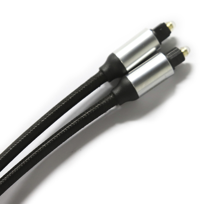Cable de fibra óptica Digital Toslink OD4.0 Cable trenzado carcasa de Metal chapada en plástico conector redondo para barra de sonido reproductor de CD