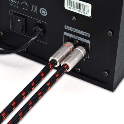 Cable de audio digital ROHS RCA SPDIF 3.5 mm chapado en oro con cuerda tejida textura 5.1