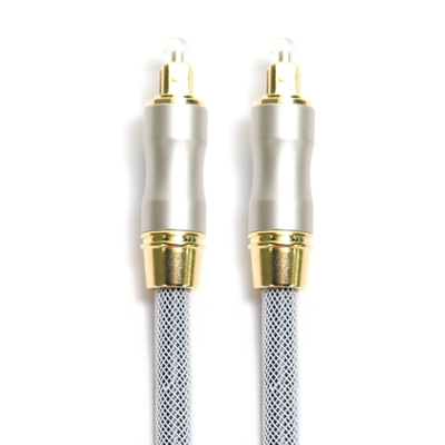Caja de altavoz audio del cable óptico OD5.0 Knited Grey Rope Gold Plug Frosted Shell For CD/DVD del Toslink digital