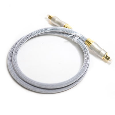Caja de altavoz audio del cable óptico OD5.0 Knited Grey Rope Gold Plug Frosted Shell For CD/DVD del Toslink digital
