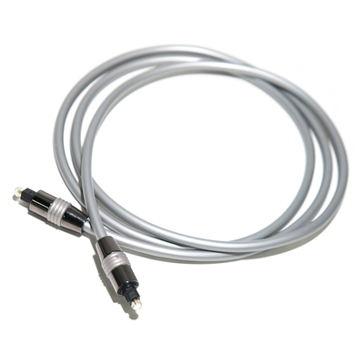 La cuerda de plata de fibra óptica OD5.0 del cable de TOSLINK plateó la tinta de aluminio Shell For Amplifier Soundbar negra el 1.5M 3M los 5M