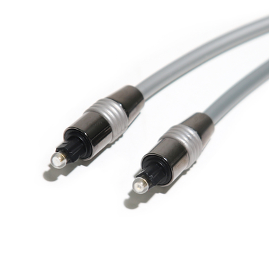 La cuerda de plata de fibra óptica OD5.0 del cable de TOSLINK plateó la tinta de aluminio Shell For Amplifier Soundbar negra el 1.5M 3M los 5M