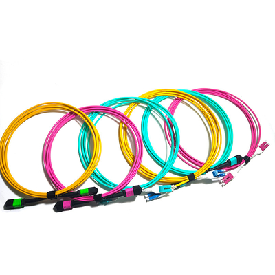 El cable de parche óptico MPO/MTP 12 núcleo multimodo de 3,0 mm para FTTX / FTTH
