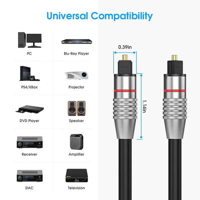 Cable Toslink de cabeza dorada Cable de audio de fibra óptica digital 1M 1.5M 2M 3M 5M 10M 15M