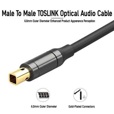 Cable de audio óptico TOSLINK de macho a macho, diámetro exterior de 6,0 mm, percepción mejorada de la apariencia del producto, conectores chapados en oro