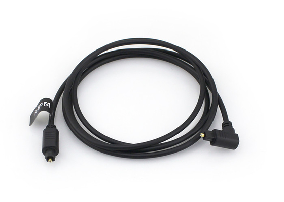 El oro plateó 4.0m m cable óptico de 90 grados, cable de fibra óptica audio de TOSLINK