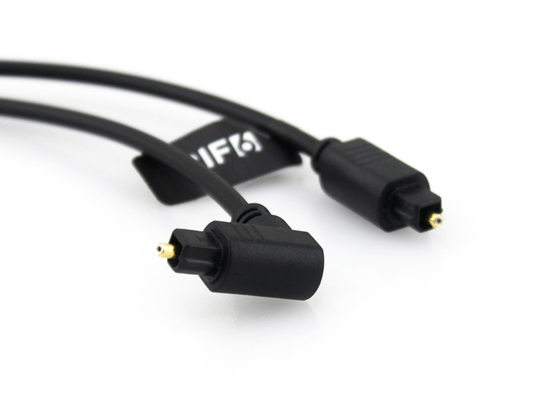 El oro plateó 4.0m m cable óptico de 90 grados, cable de fibra óptica audio de TOSLINK
