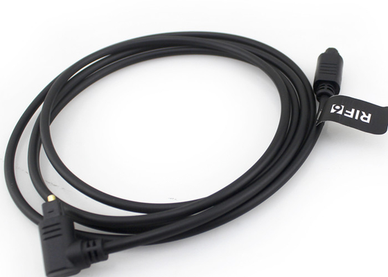 El oro plateó 4.0m m cable óptico de 90 grados, cable de fibra óptica audio de TOSLINK